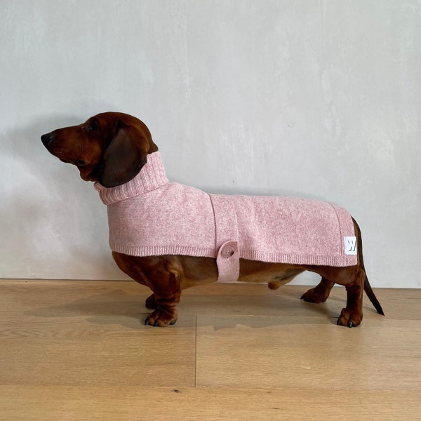 Woollen cape dog sweater | pet apparel, dog jumper, knitted for dogs|dachshund|coat|grey|pink|beige|charcoal soft wool|cute dog clothes