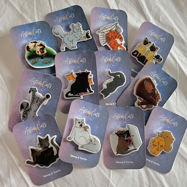 Astrocats pin badge shrink plastic UV epoxy resin pins zodiac astrology star sign