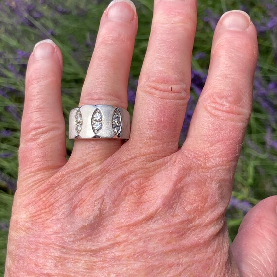 Vintage, brushed solid Sterling silver statement … - image 9