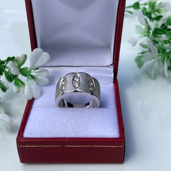 Vintage, brushed solid Sterling silver statement … - image 8