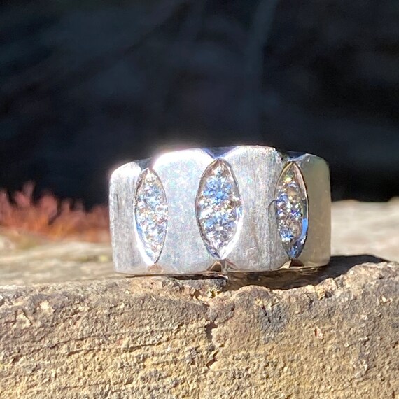 Vintage, brushed solid Sterling silver statement … - image 2