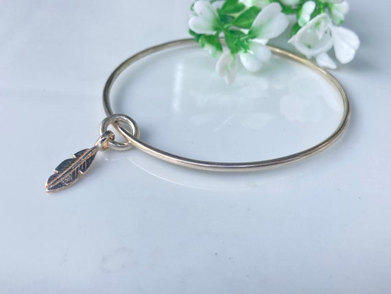 Vintage, solid sterling silver bangle, with float… - image 2