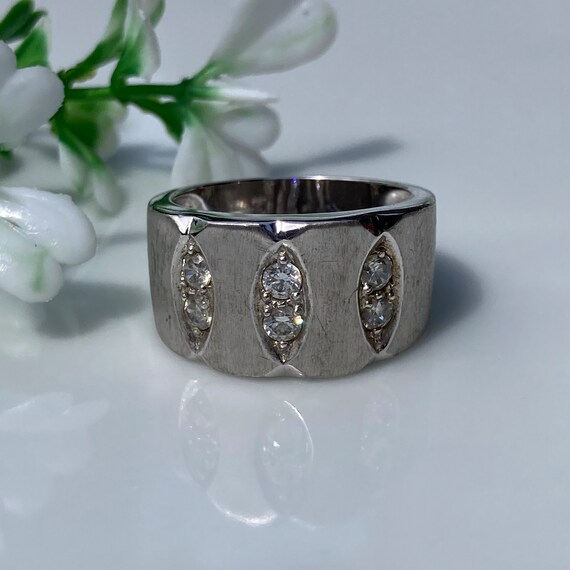 Vintage, brushed solid Sterling silver statement … - image 5