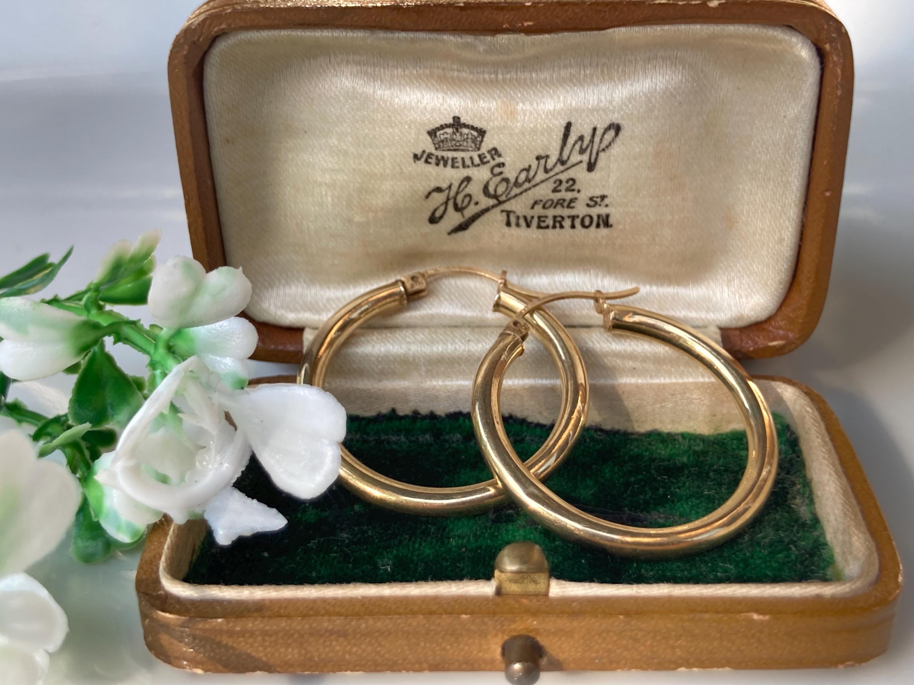 3.5cm CREOLE HOOPS Vintage Style Victorian HOOP EARRINGS Gypsy Creoles GOLD TONE