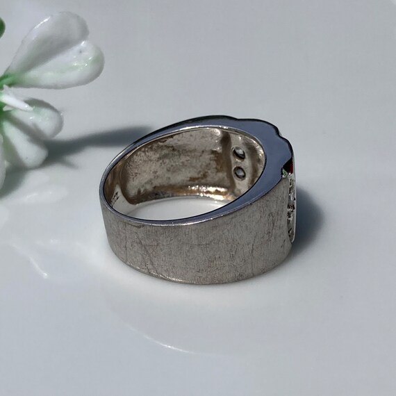 Vintage, brushed solid Sterling silver statement … - image 4