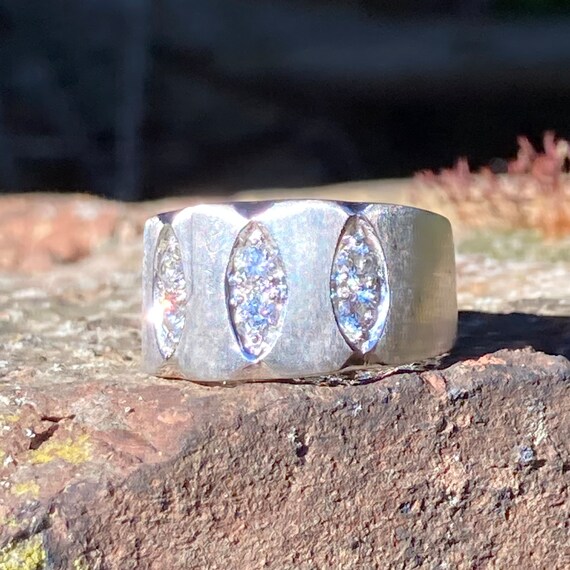 Vintage, brushed solid Sterling silver statement … - image 6