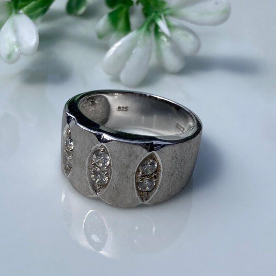 Vintage, brushed solid Sterling silver statement … - image 7