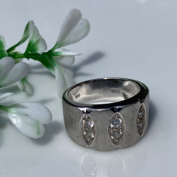 Vintage, brushed solid Sterling silver statement … - image 3