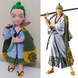 One Piece Roronoa Zoro Handmade Crochet Action Figure Amigurumi