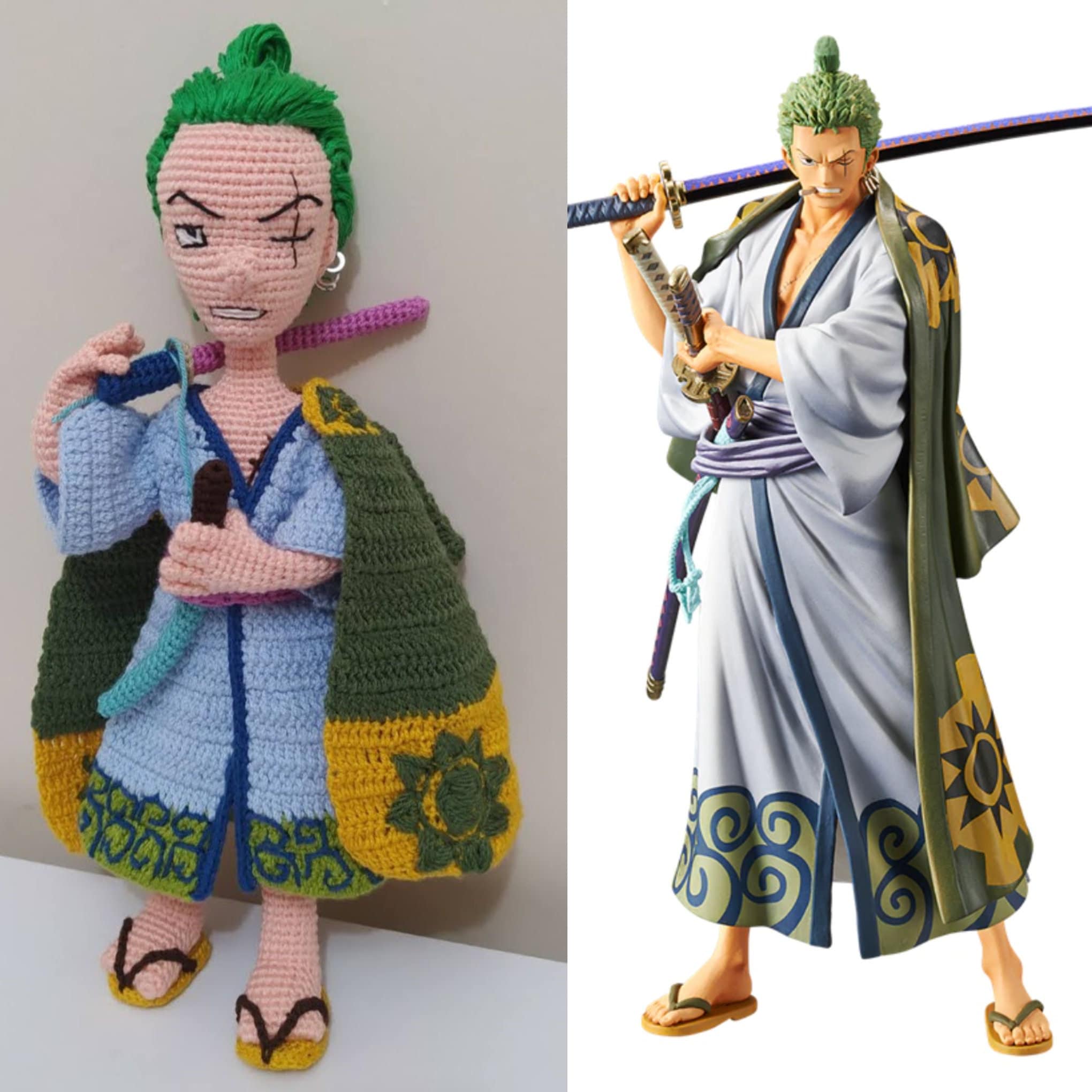 One Piece Roronoa Zoro Handmade Crochet Action Figure Amigurumi - Etsy