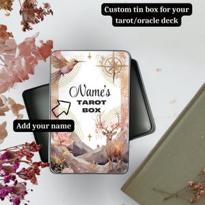 Caja de lata de tarot personalizada para amantes del tarot // regalo para amantes del tarot, caja personalizada, regalo de bruja, caja de recuerdos, caja de recuerdo, lata personalizada