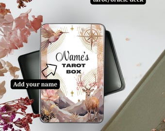 Personalized Tarot Card Tin Box, Mystical Keepsake Box