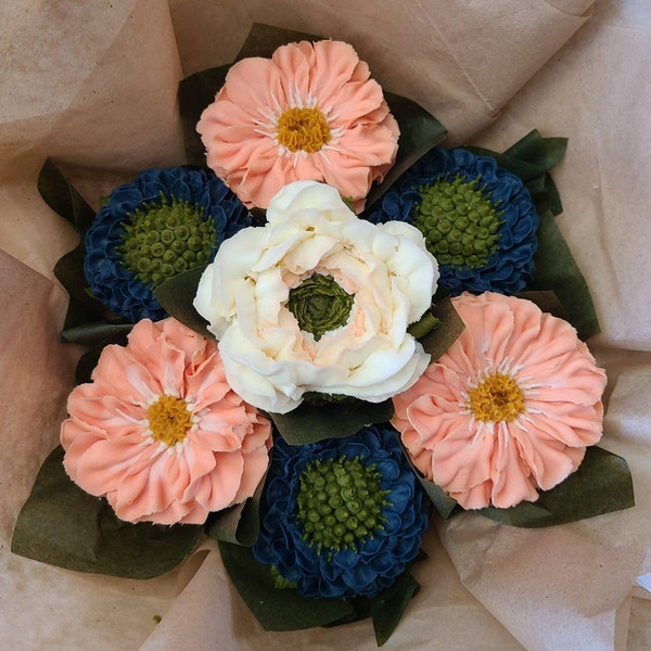 Blossoms Cakery - 7 Cupcake Gourmet Specialty Bouquet - Gourmet Flavors - Abigail