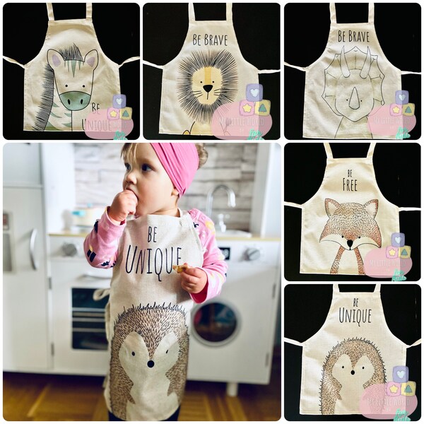 Linen apron children boys girls cooking apron painting apron baking apron birthday sweet motifs children's apron craft apron Easter