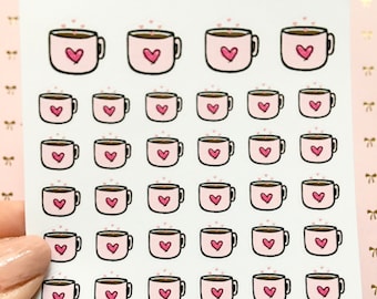 Adesivi rosa per caffè di San Valentino