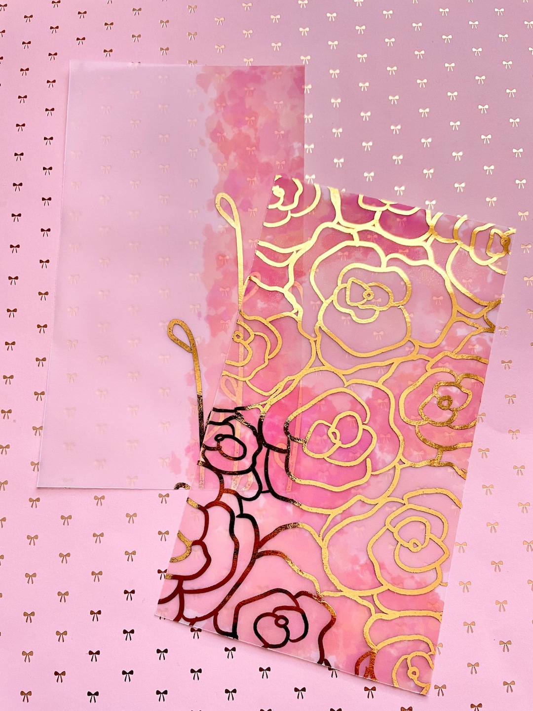 Pink Floral and Foiled Vellum Inserts Etsy