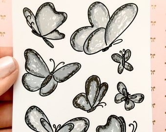 Charcoal butterfly stickers
