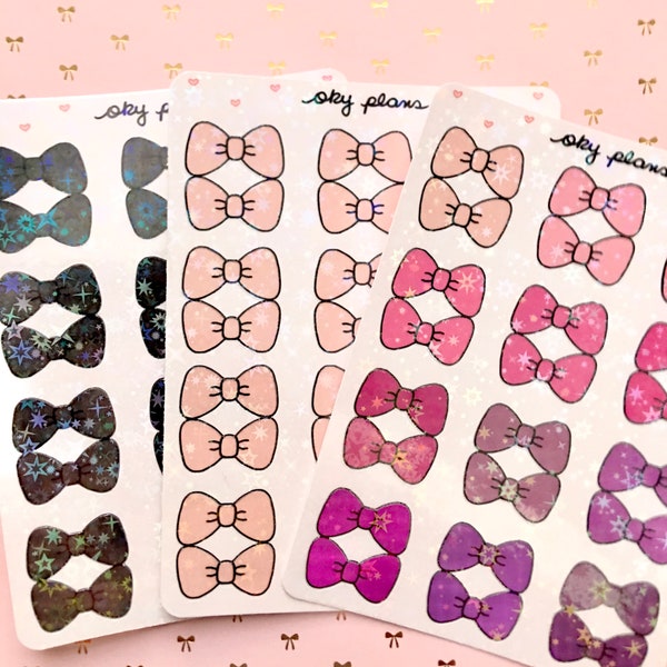 Holo bow tab stickers