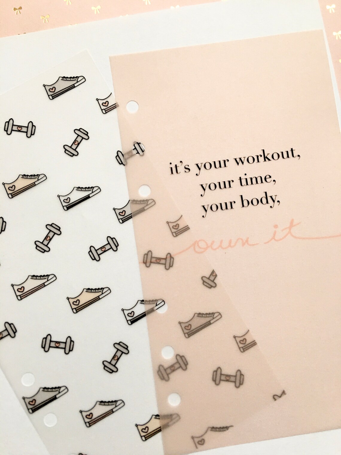 Workout Vellum Inserts Etsy