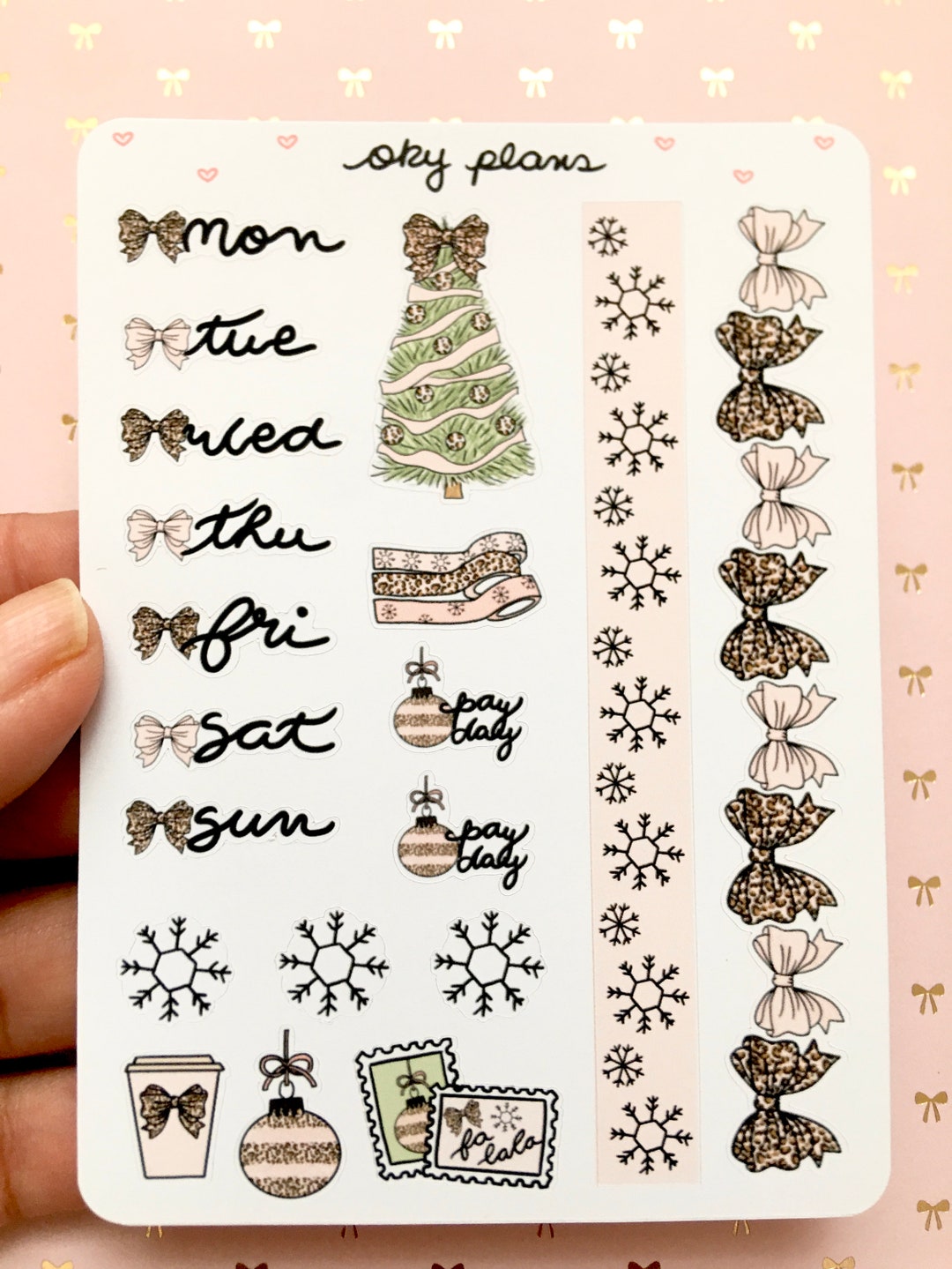 Leopard Christmas Weekly Stickers - Etsy
