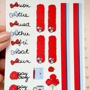 Red floral weekly stickers
