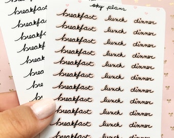 BREAKFAST / LUNCH / DINNER Combo Script Planner Stickers Multiple Fonts ...