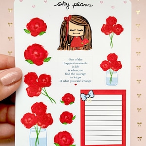 Red floral deco stickers