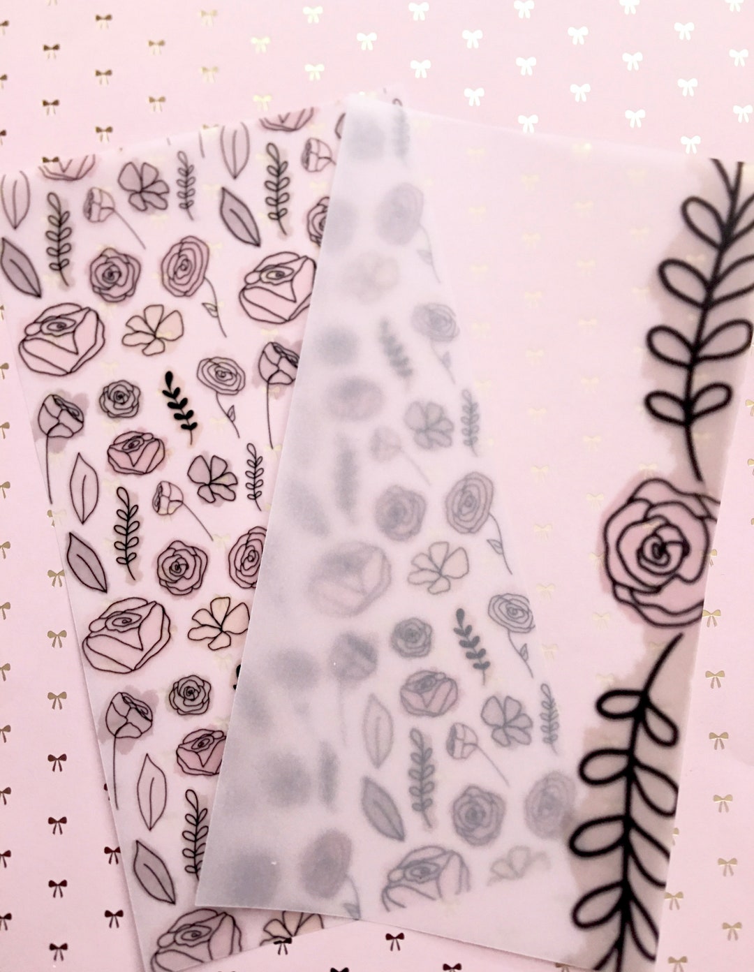 Floral Neutral Vellum Inserts Etsy