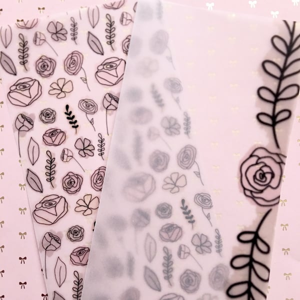 Floral Vellum Paper Etsy