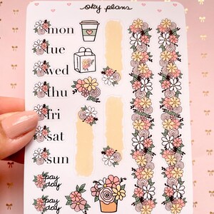 Pink spring florals weekly stickers