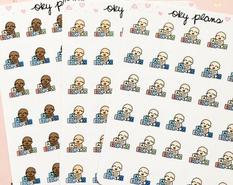 Baby boy play stickers