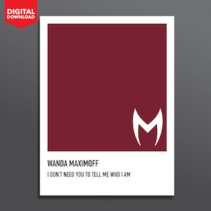 Wanda Maximoff - Avengers - Scarlet Witch - WandaVision - Colour Swatch - Digital Download - Digital Print - Poster - A1 A2 A3 A4 A4 A6