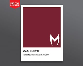 Wanda Maximoff - Avengers - Scarlet Witch - WandaVision - Kleurstaal - Digitale download - Digitale print - Poster - A1 A2 A3 A4 A4 A6