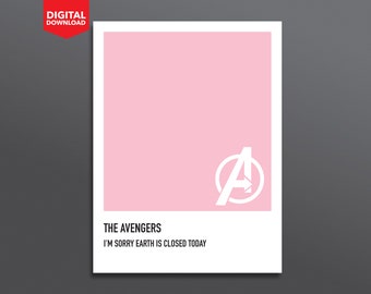 Avengers - Avengers Logo - Colour Swatch - Light Pink - Digital Download - Digital Print - Poster - A1 A2 A3 A4 A4 A6