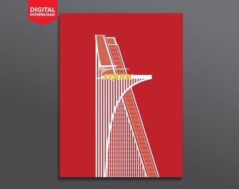 Stark Tower - Avengers - Iron man - Rood / Goud - Digitale Download - Digitale Print - Poster - A1 A2 A3 A4 A4 A6