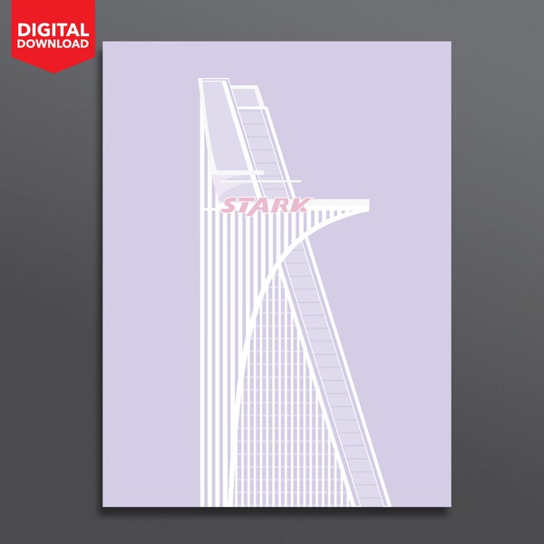 Stark Tower - Avengers - Iron man - Lilac / Light Purple - Digital Download - Digital Print - Poster - A1 A2 A3 A4 A4 A6