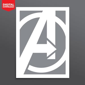 Avengers Symbol - Digital Download - Poster - Grey - A1 A2 A3 A4 A4 A6