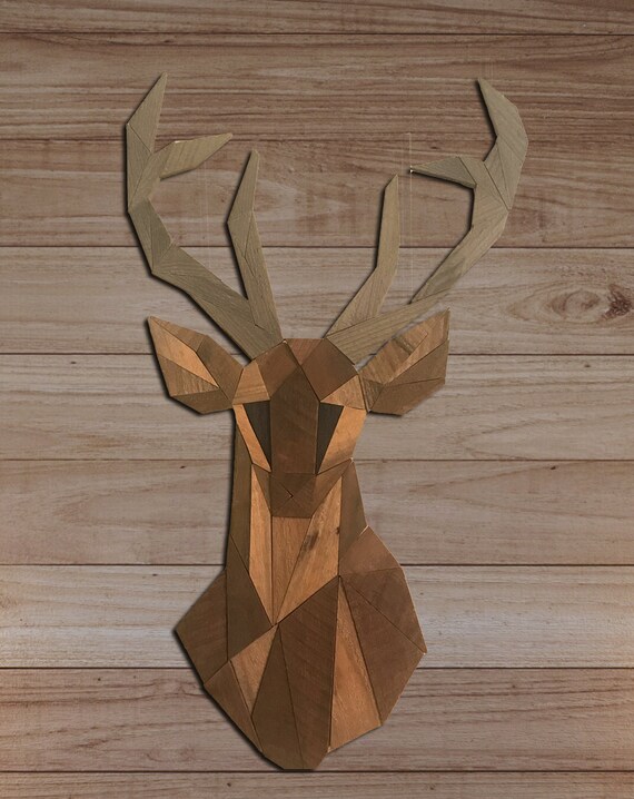 Wooden Geometric Deer Art Etsy