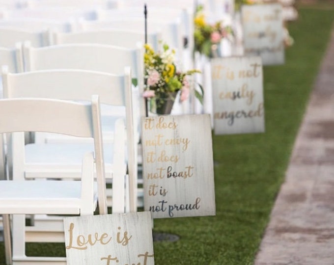 Wedding Aisle Signs Set of 8, Wedding Aisle Decor, I Corinthians