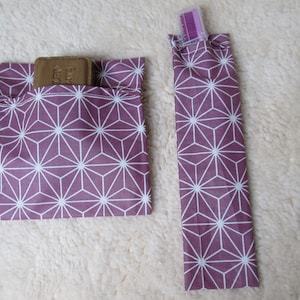 Toiletry set soap pouch and toothbrush case in coated cotton