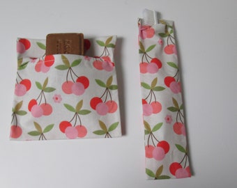 Soap pouch and toothbrush case in coated cotton