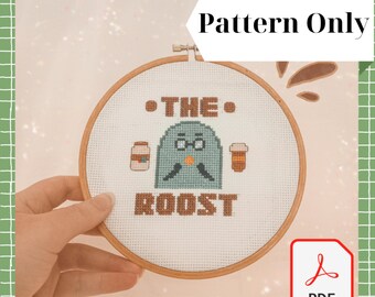Kawaii The Roost ACNH Brewster Animal Crossing Cross Stitch PDF Pattern Beginner
