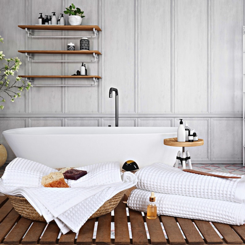 Waffle Bath Towels 100% Turkish Organic Cotton Bath Towel Decorative Luxury Absorbent Quick Dry image 8