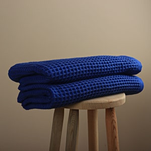 Waffle Bath Towels 100% Turkish Organic Cotton Bath Towel Decorative Luxury Absorbent Quick Dry Blue