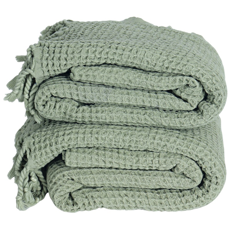 Waffle Bath Towels - 100% Turkish Organic Cotton Honeycomb Weave Towels - Luxury, Premium Quality, Extra Soft, Lightweight Towels Ice Green