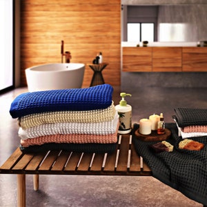 Waffle Bath Towels 100% Turkish Organic Cotton Bath Towel Decorative Luxury Absorbent Quick Dry image 10