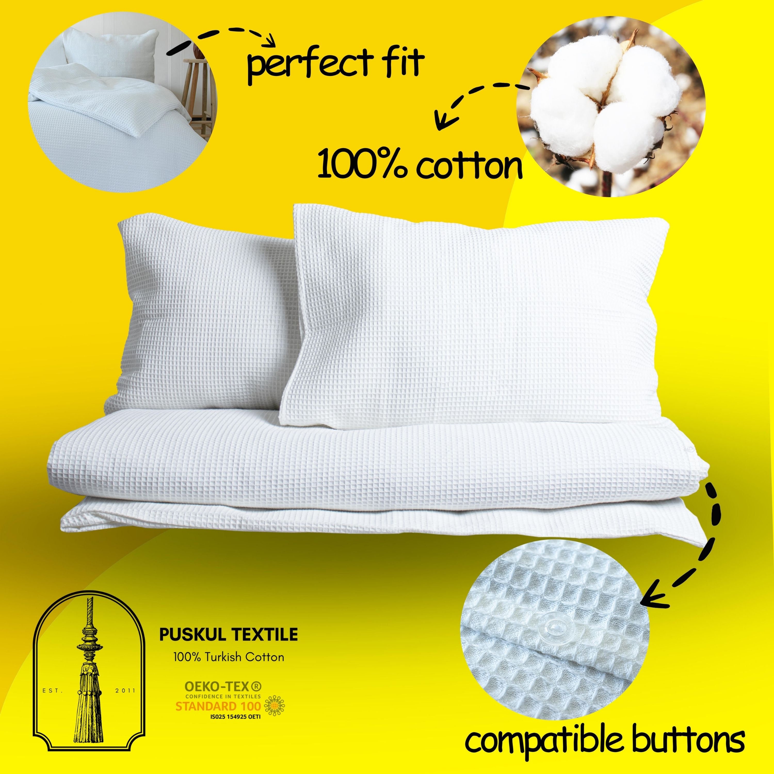 Waffle Duvet Cover Set White Queen Waffle Bedding 100 Etsy