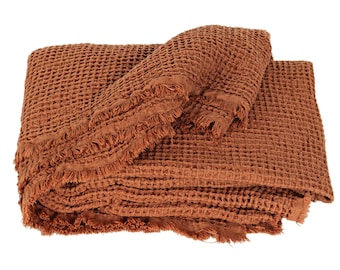 Waffle Throw Blankets for Couch, Sofa, TV, Picnic - 100% Turkish Cotton Honeycomb Weave - Luxury, Cozy, Lightweight, Extra Soft, Lightweight