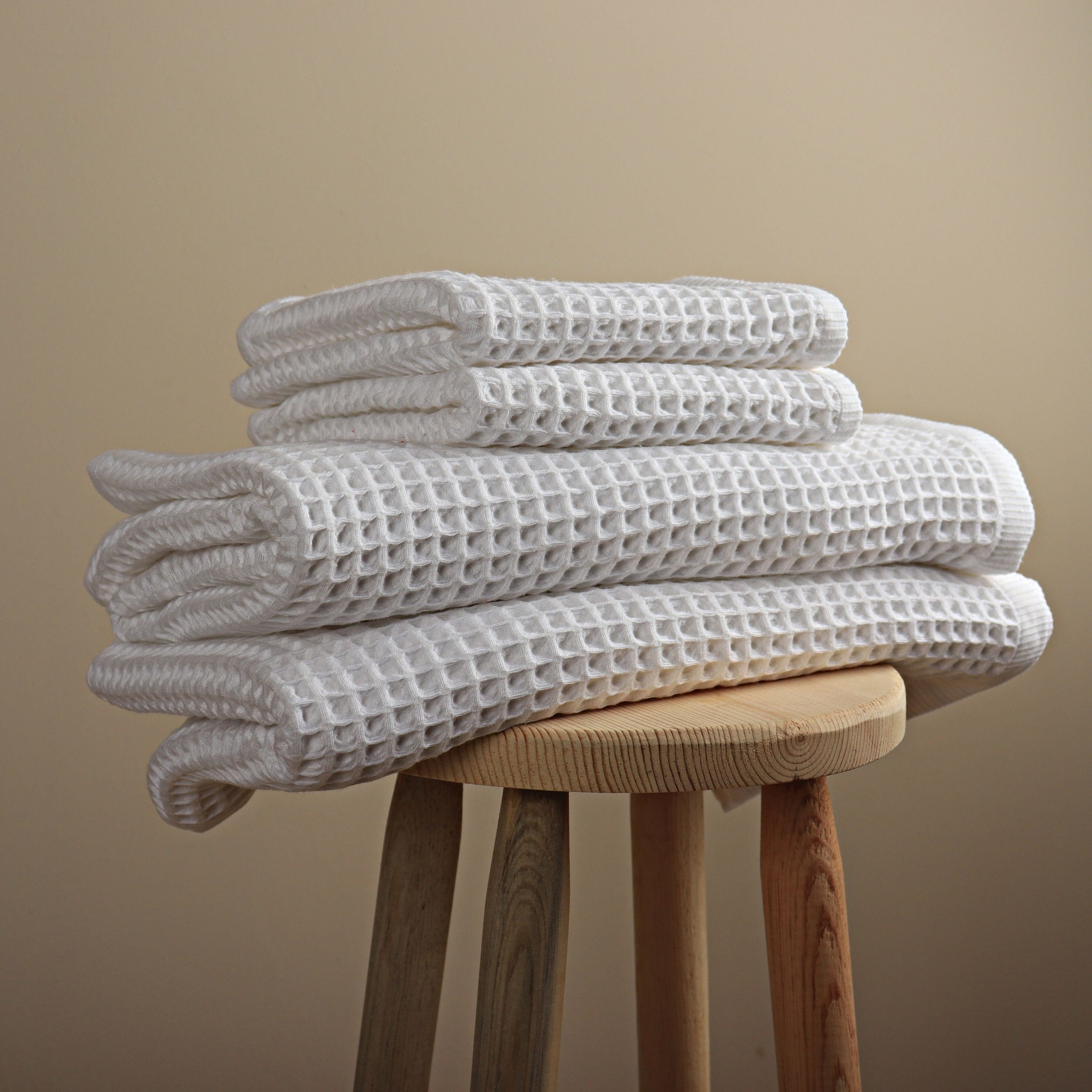 Honeycomb Towel - Waffle Towel - Kitchen and Hand Towel - White Pack of 10 - 10 Pieces