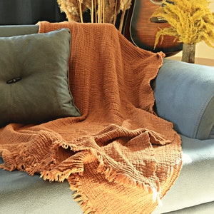 Muslin Throw Blankets for Couch, Sofa, TV, Picnic - 100% Turkish Cotton Gauze Fabric - Luxury, Cozy, Lightweight, Extra Soft, Lightweight
